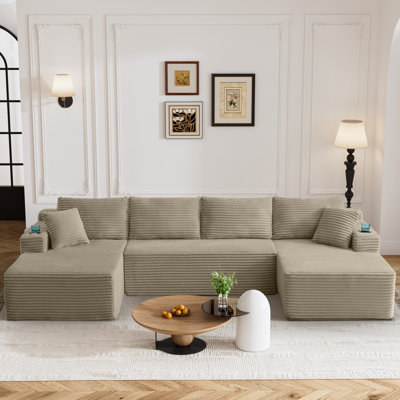 Ensemble de canapé modulaire en forme de U modulaire, canapé en velours côtelé à combinaison libre