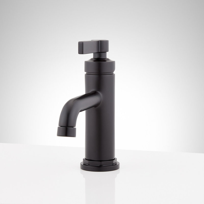Greyfield 1.2 GPM Single Hole Bathroom Faucet with Metal Lever Handle and Pop-Up Drain Assembly, Matte Black