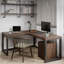 Bureau d'angle moderne et simple en bois massif en forme de L-37809881-37809880