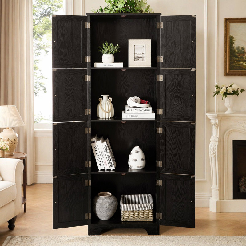 Armoire de rangement autoportante avec 8 portes et 4 tablettes pour le salon, la cuisine, la salle à manger et le bureau