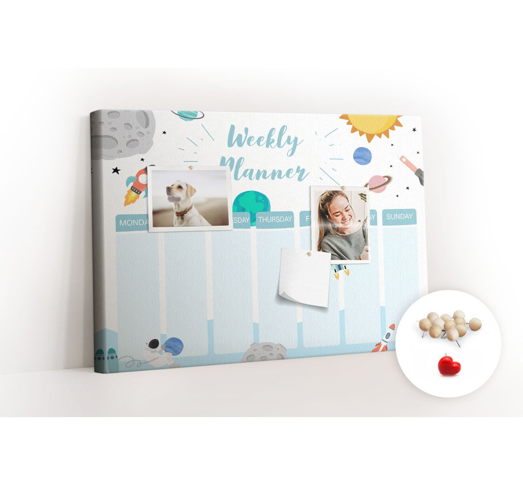 Wall Mounted bulletin board print wall art notice boards for office corkboard Galaxy kids planner
