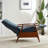 Wood Arm Push Back Recliner in Performance Fabric - Denim-1224322065