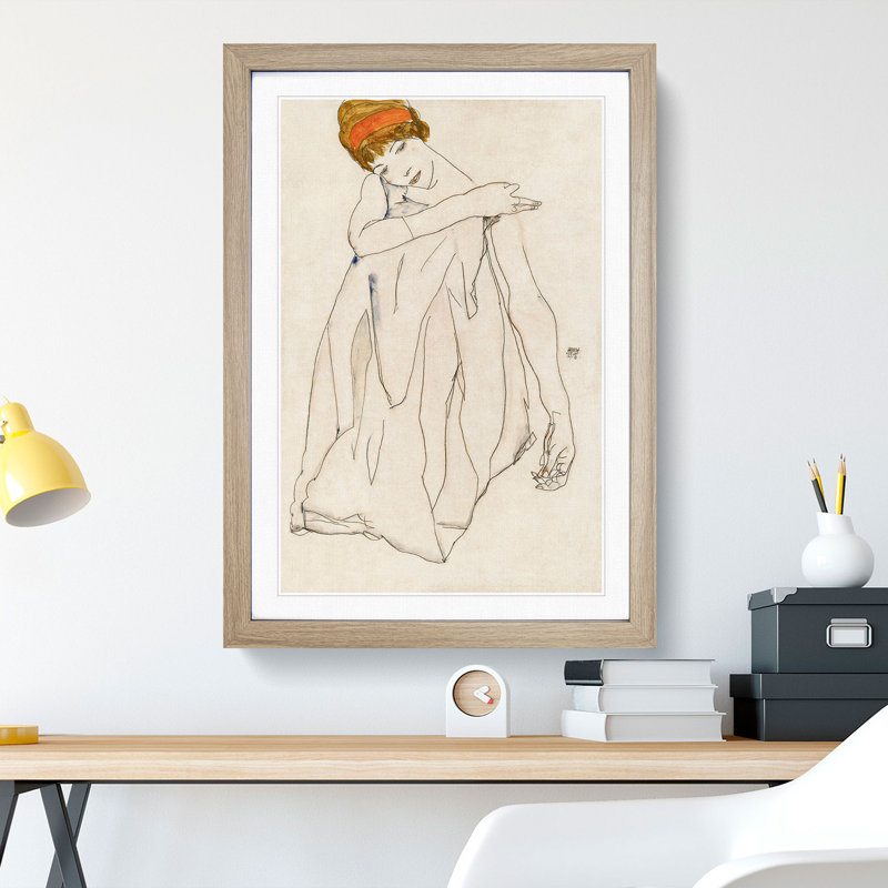 Dancer by Egon Schiele - Framed Print, 36cm H x 27cm W x 2cm D, Oak Framed
