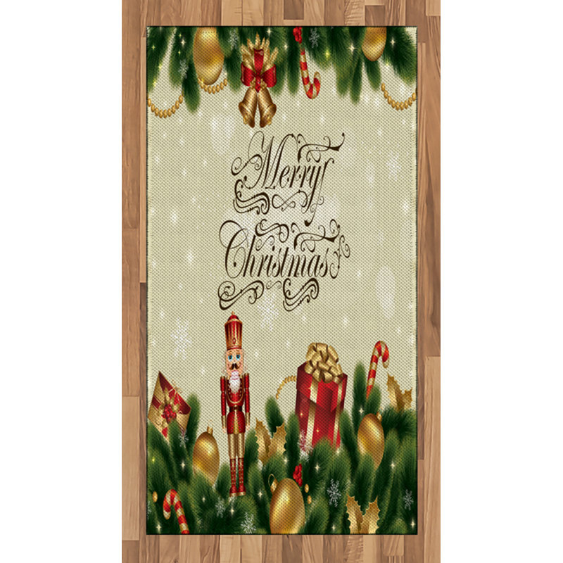 Christmas High Density Long Fiber Poly Threads Decorative Area Rug Carpet, Rectangle 2'7" x 5'