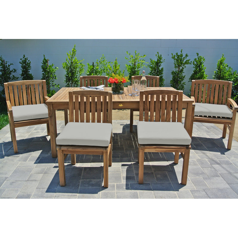 Ensemble repas d'extérieur en teck Huntington 7 pièces avec Sunbrella Huntington, Sunbrella® granit