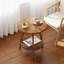 Table de bout ronde en bois avec tablette de rangement Farmhouse