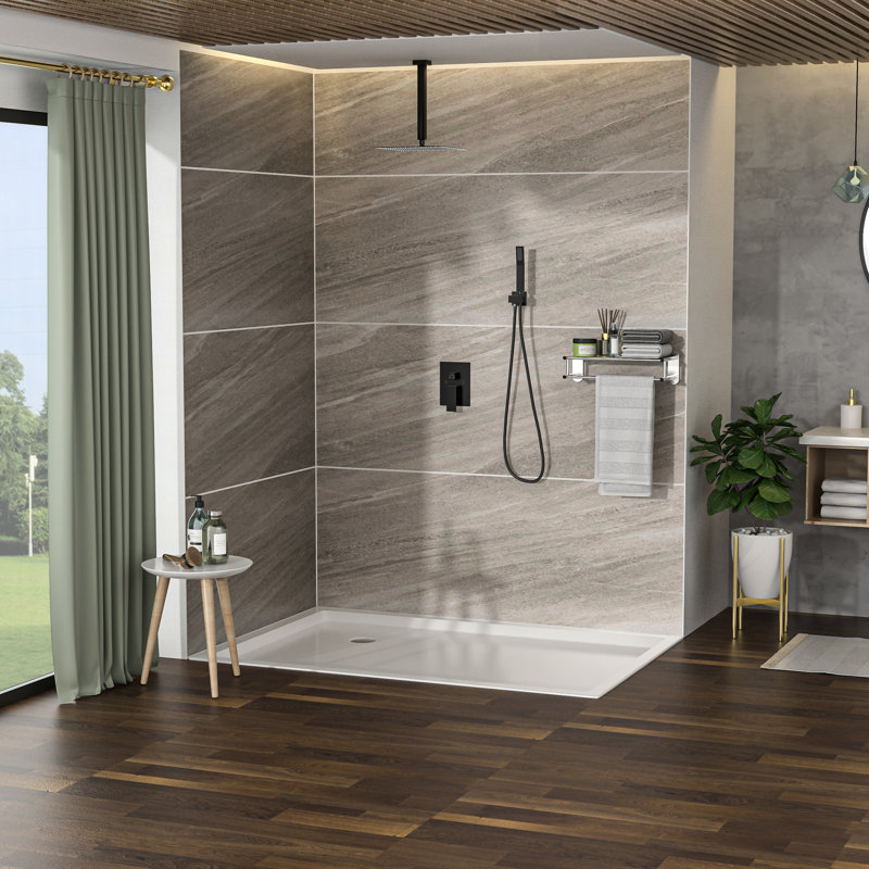 Oil Rubber Bronze 16 Inch Square Ceiling Mount Dual Shower With - Balanced Valve, Adjustable Water Flow, And Easy To Clean Rain Head Mounted Function In Shape, Finish, Rainfall Spray, Scald Protection