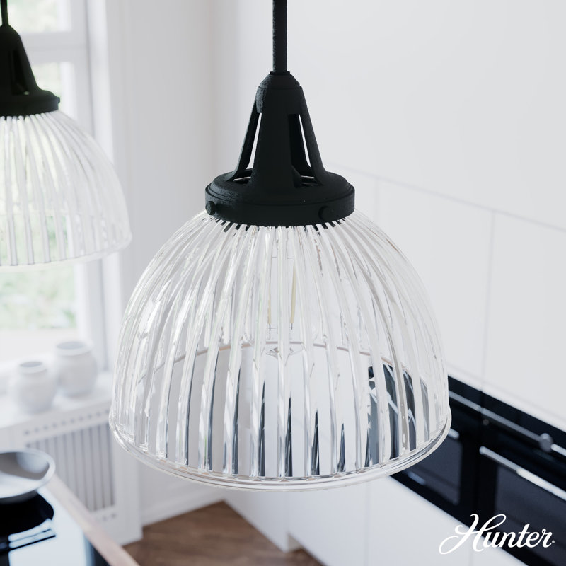 Cypress Grove 13" Black Iron and Glass Pendant Light