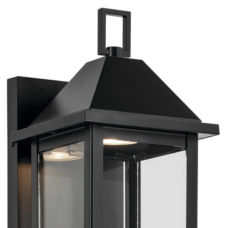 14" 1-Light Outdoor DarkSky Wall Light with Clear Glass, 14" H x 5.75"W x 7" D, Satin Black