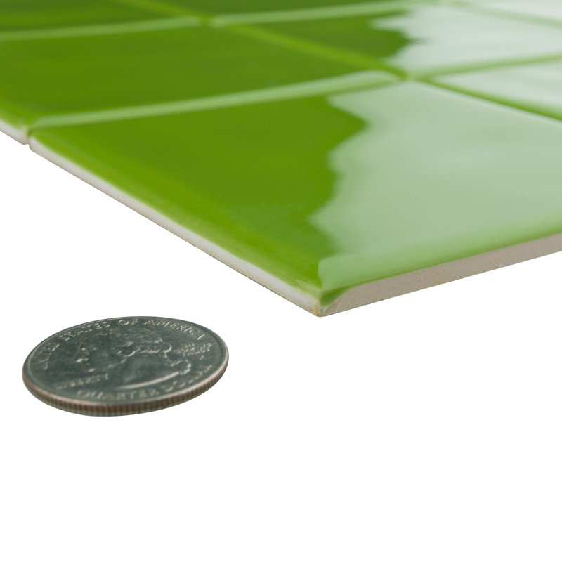 Twist Square Green Kiwi 11-3/4" x 11-3/4" Ceramic Mosaic Wall Tile