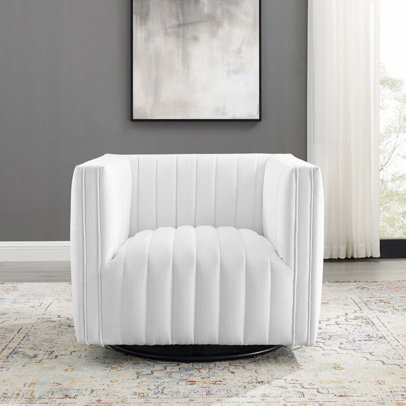 Fauteuil pivotant en velours Conjure, 100 % polyester blanc