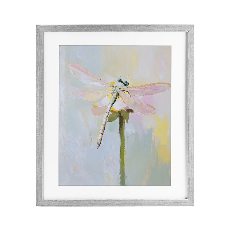 «Pastel Dragonfly Landing», reproduction imprimée sous verre, conception de The Prints Vibe, 21 x 17