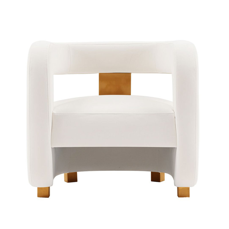Fauteuil d'appoint Amirah, Velours blanc