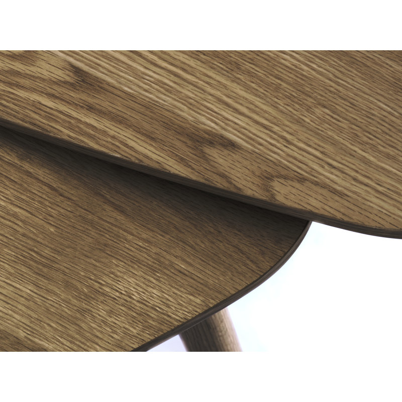 Nest of 2 Tables Triangular 39x27" and 27x20", Brown Wood