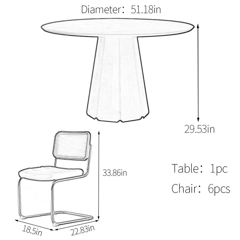 Carbonized ash dining table set