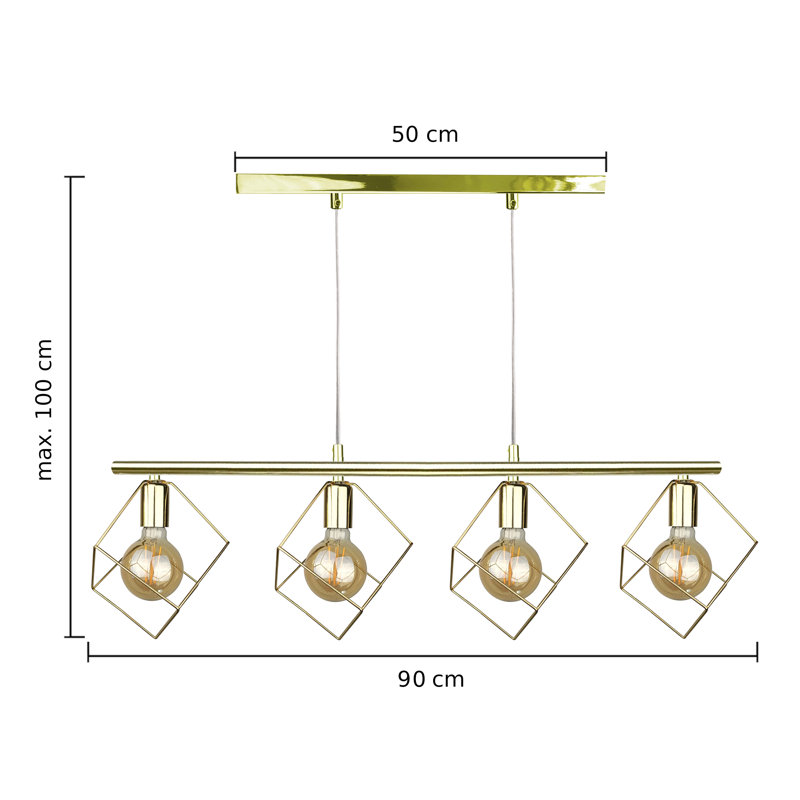 Antaneisha 4 - Light Kitchen Island Pendant, Gold, Gold