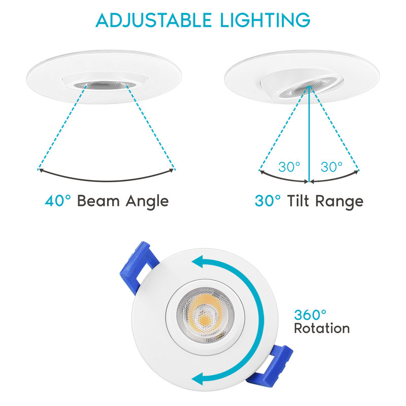 2" Gimbal Selectable CCT Remodel IC LED Retrofit Recessed Lighting Kit