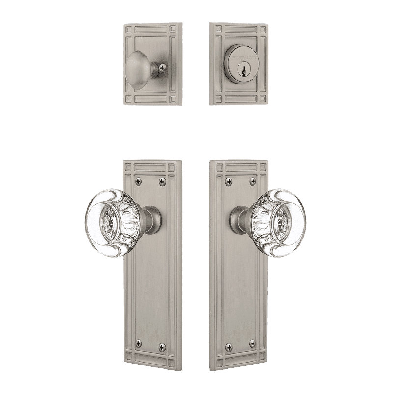 Ensemble d'entrée de mission Nostalgic Warehouse avec bouton rond en cristal transparent, Nickel satiné, 2.75