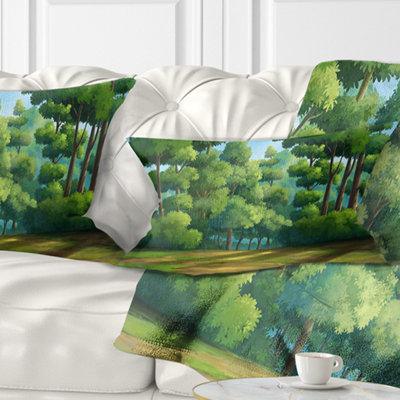 Coussin lombaire paysage jungle avec arbres denses
