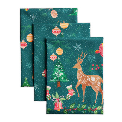 Maison d'Hermine Hygge Noël, ensemble de 3 torchons de cuisine 100 % coton - 51 x 70 cm
