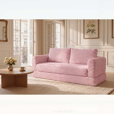 59 Inch Convertible Futon Sofa Bed with High-Density Foam, Foldable Design, and Cloud Corduroy Fabric for Comfort and Versatility