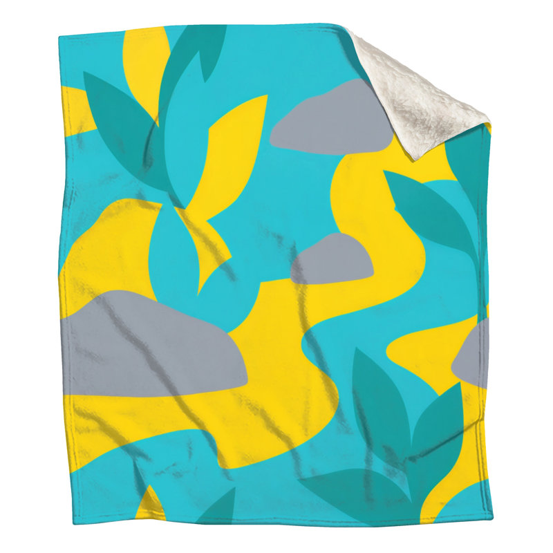Couvertures de feuilles de camouflage botaniques, L 60 po x H 80 po, Turquoise vif et gris