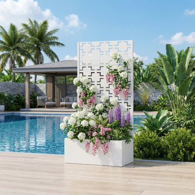 Metal Planter Box with Trellis