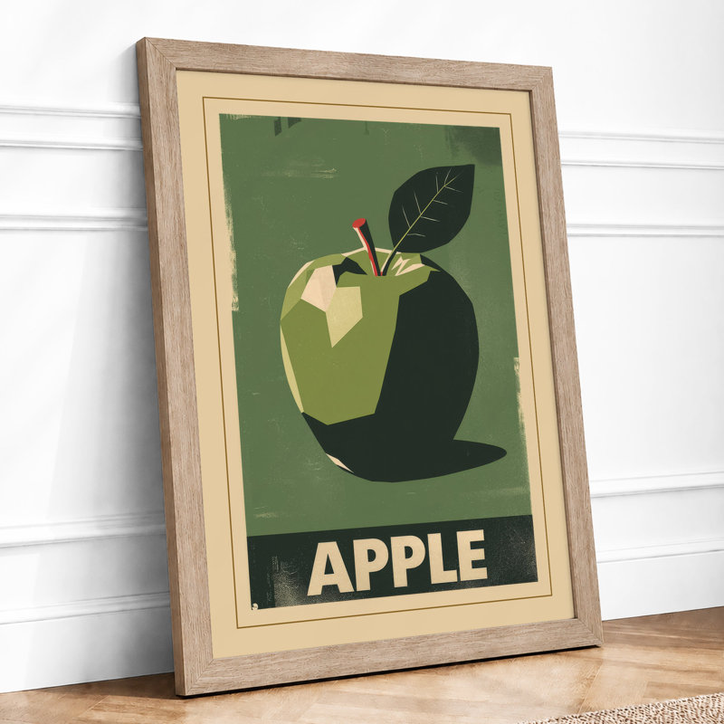 Geometric Apple Study Art Deco - Print, A2 - 59.4 x 42.0 cm, Oak