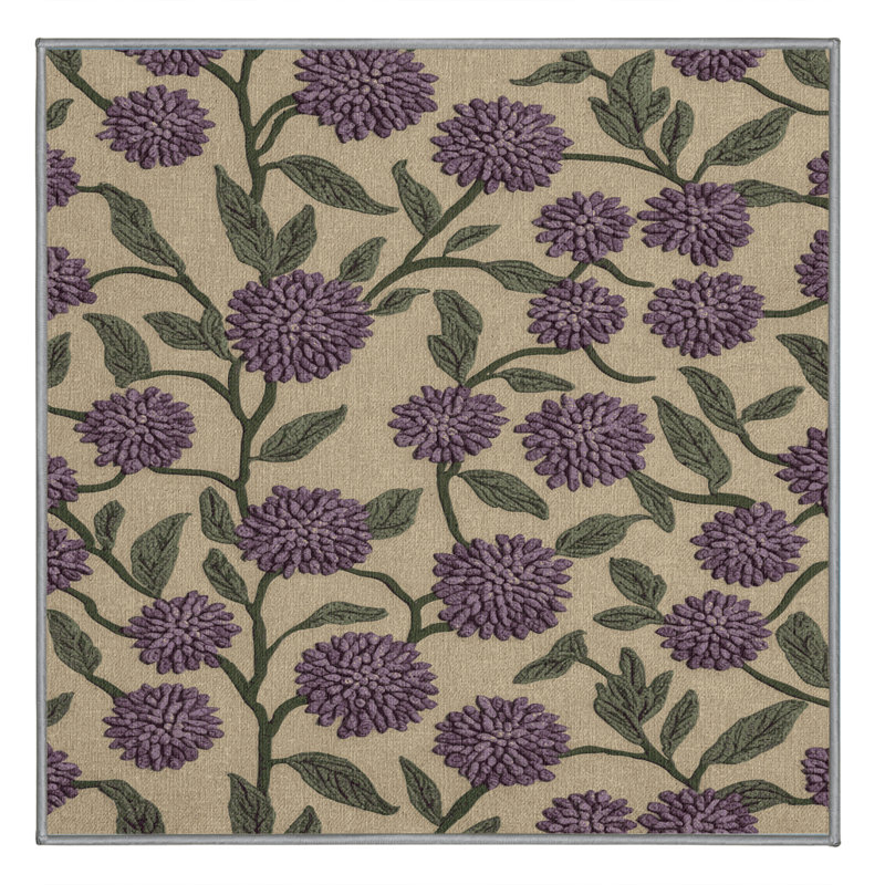 Tapis botanique brun lavable à la machine, Carré 5 pi