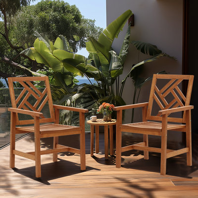 Solid Wood Slatted Outdoor Dining Armchair