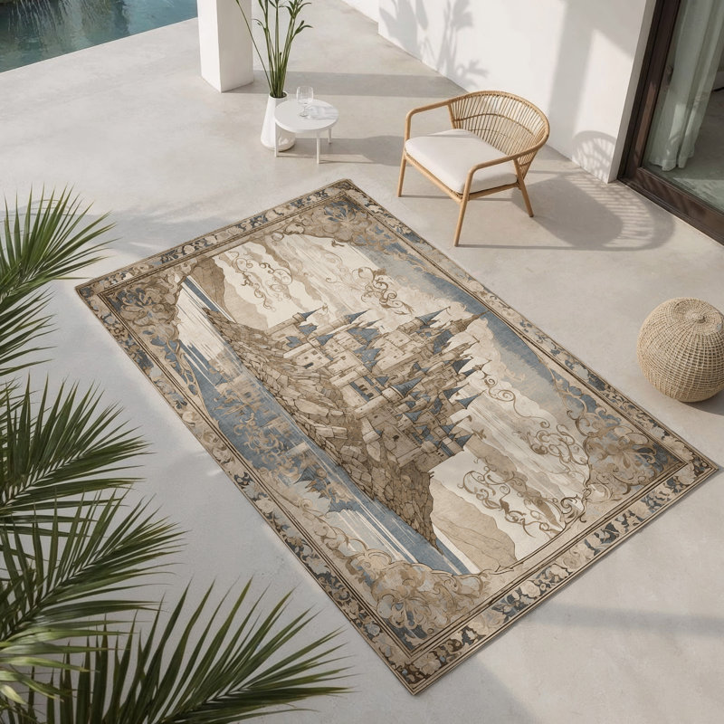 Moonlit Fortress Indoor And Outdoor Area Rug, Rectangle 1'6" x 2'6"