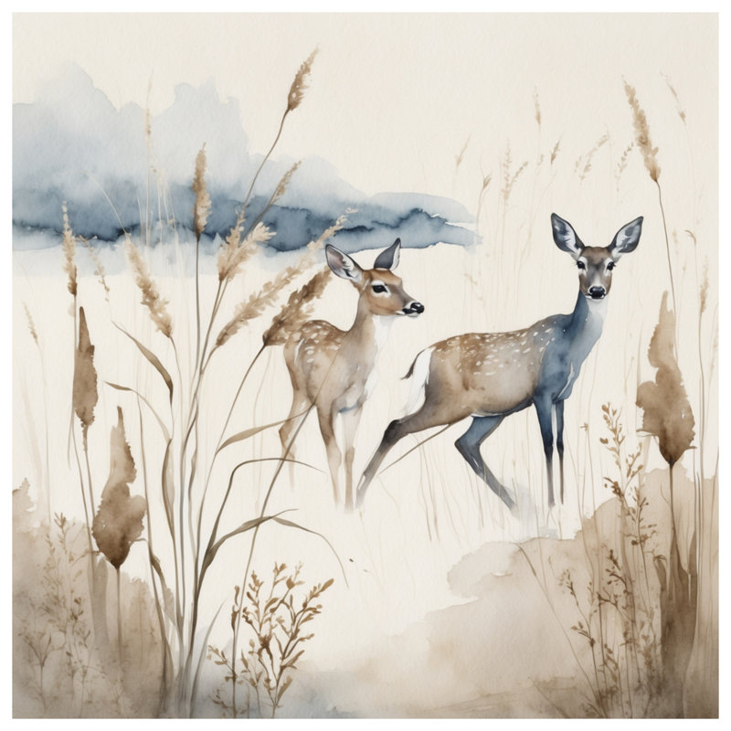 Couvre-lit matelassé Deer In Grassland, Lit simple
