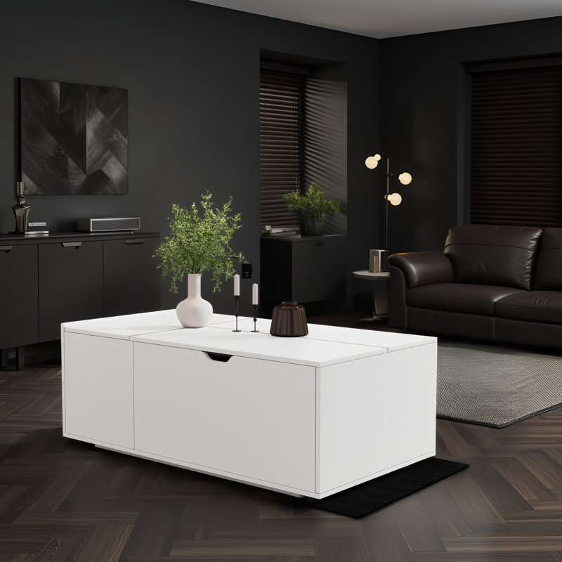 Lift Top Extendable Block Coffee Table with Storage
