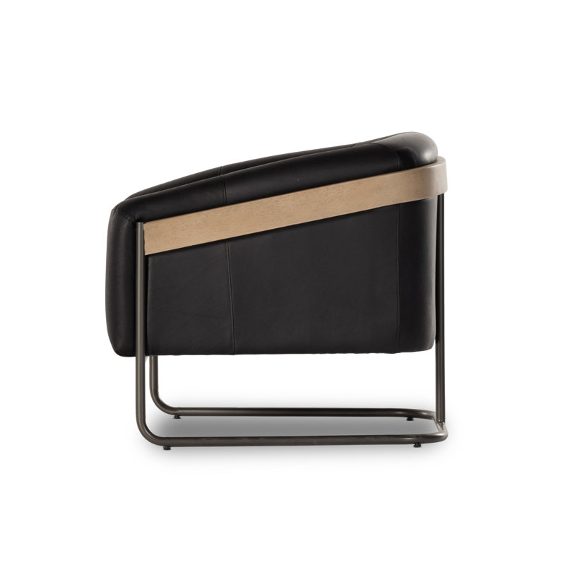 Etta Chair-Winchester Beige, Heirloom Black Genuine Leather