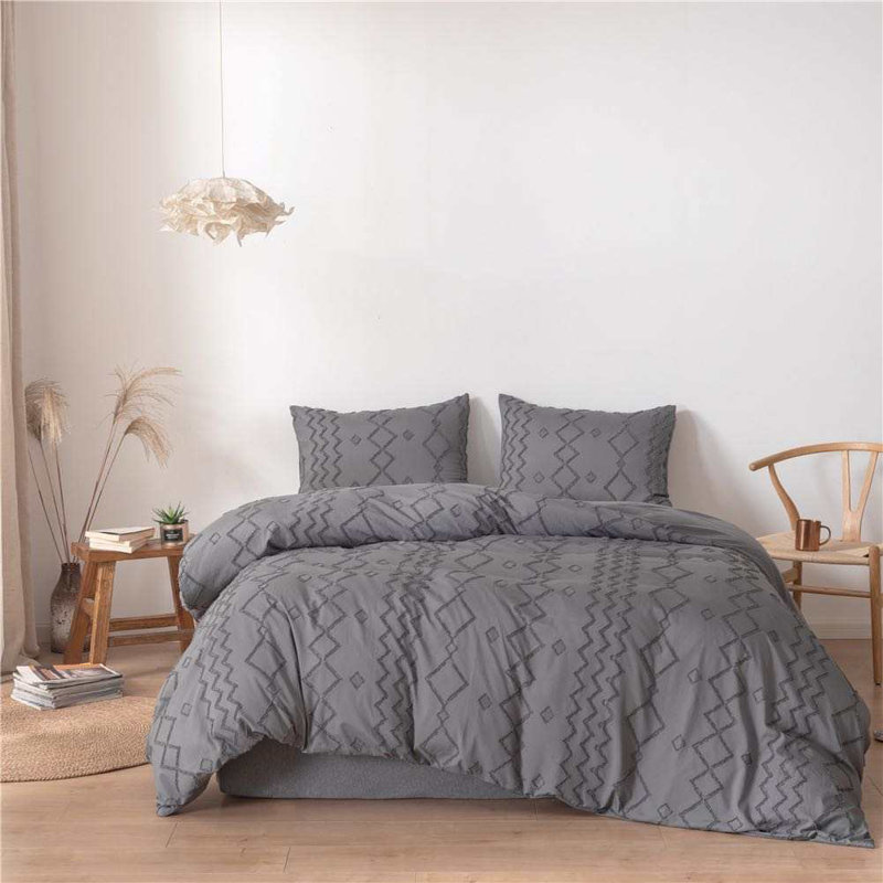Ensemble de housse de couette en tricot Pylesville Jersey - Housse de couette en microfibre hypoallergénique élégante et sécuritaire