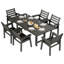 Ensemble de table de salle à manger 7 pièces en PEHD avec trou pour parasol Immie, noir Immie-1421547815-1421547813