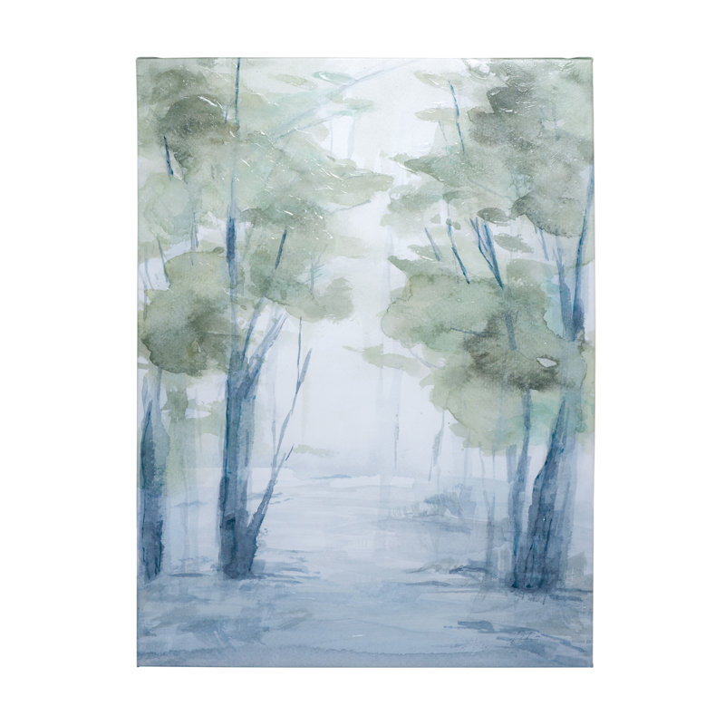 Toile texturée embellie à la main «Forest Dew I» par Melody Ducharme, H 36 po x l 27 po x P 1,5 po