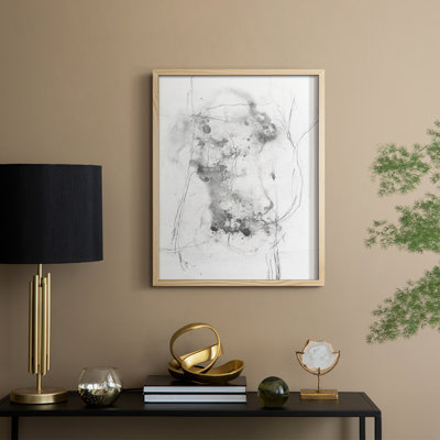Graphite abstrait IV, reproduction encadrée - bois massif