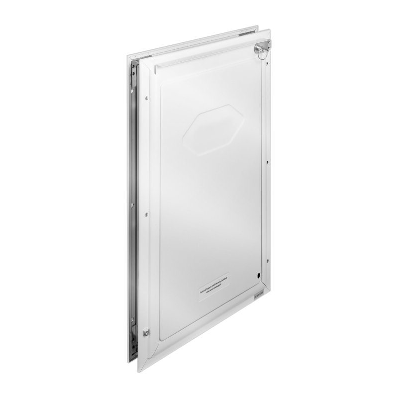Pet Door with Lock 27.56" L x 16.65" W x 2.36" H Aluminum and PVC 1 Piece Dog Door White Weatherproof Flap System Fits Doors 1-2" Thick