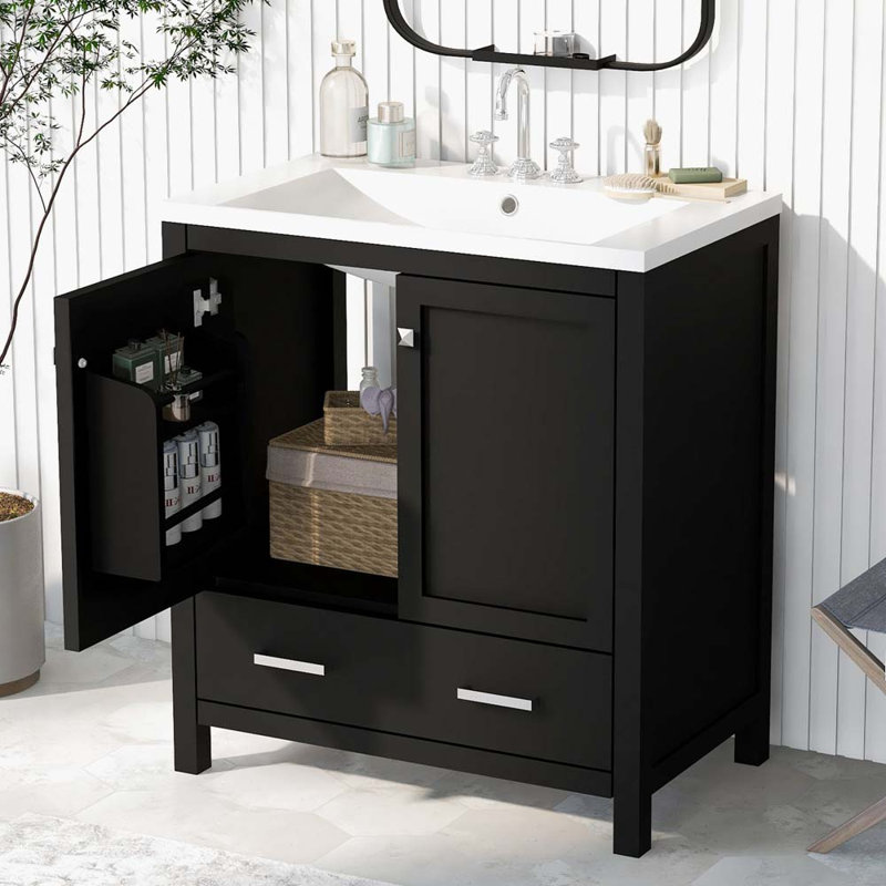 Ensemble de meuble-lavabo simple 30 po Artrell, Noir