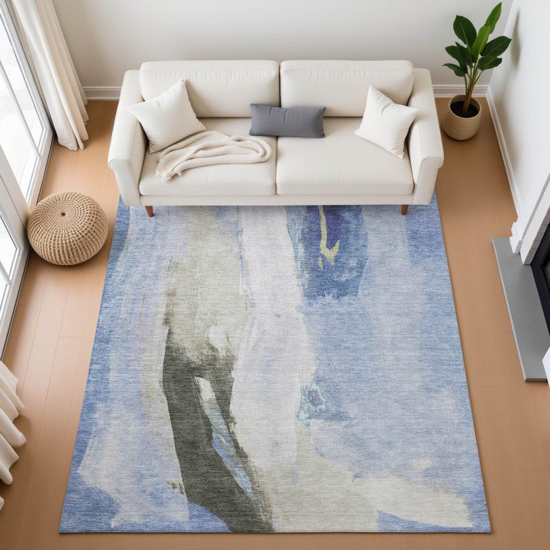 Premium Machine Washable Mouton Abstract Rug, Rectangle 3' x 5'