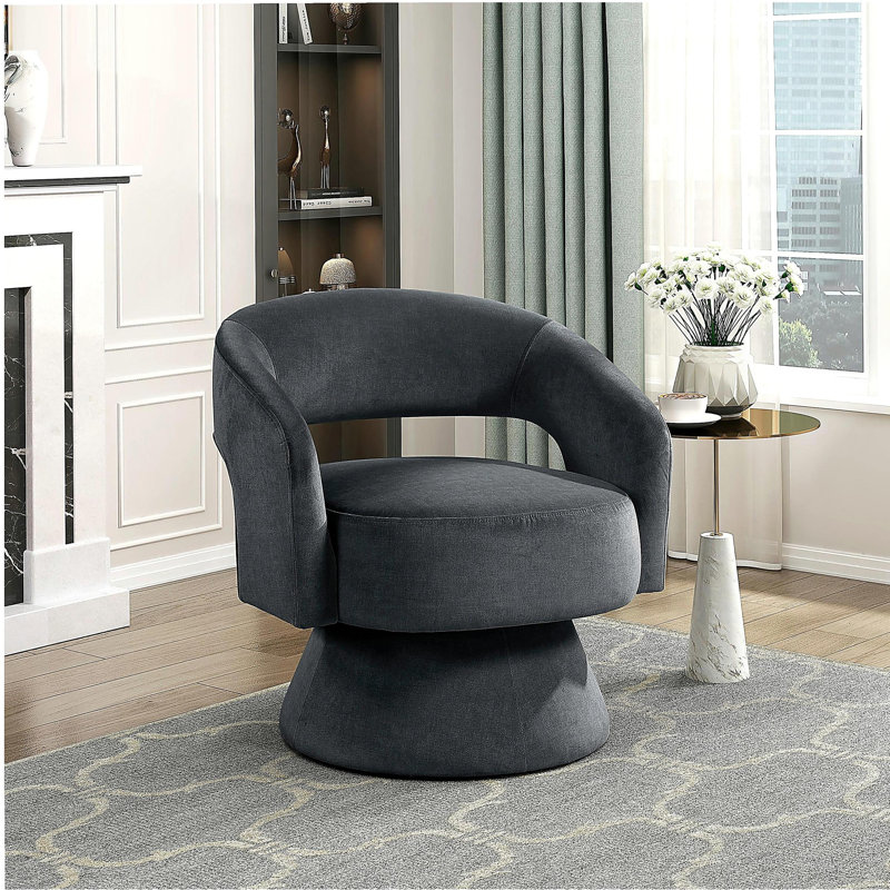 Fauteuil d'appoint pivotant de luxe moderne en velours gris foncé 1pc, Gris foncé