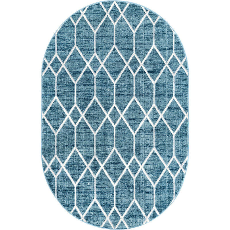 Eshin Geometric Indoor Rug, Oval 5'3" x 8'