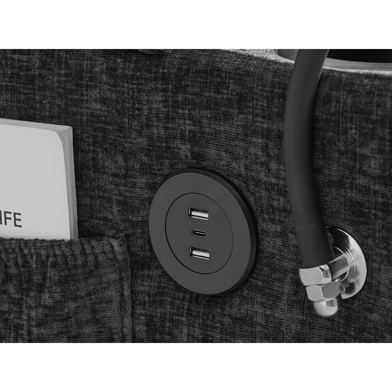 Fauteuil en chenille de 37 po de largeur avec dossier réglable et port USB, Noir
