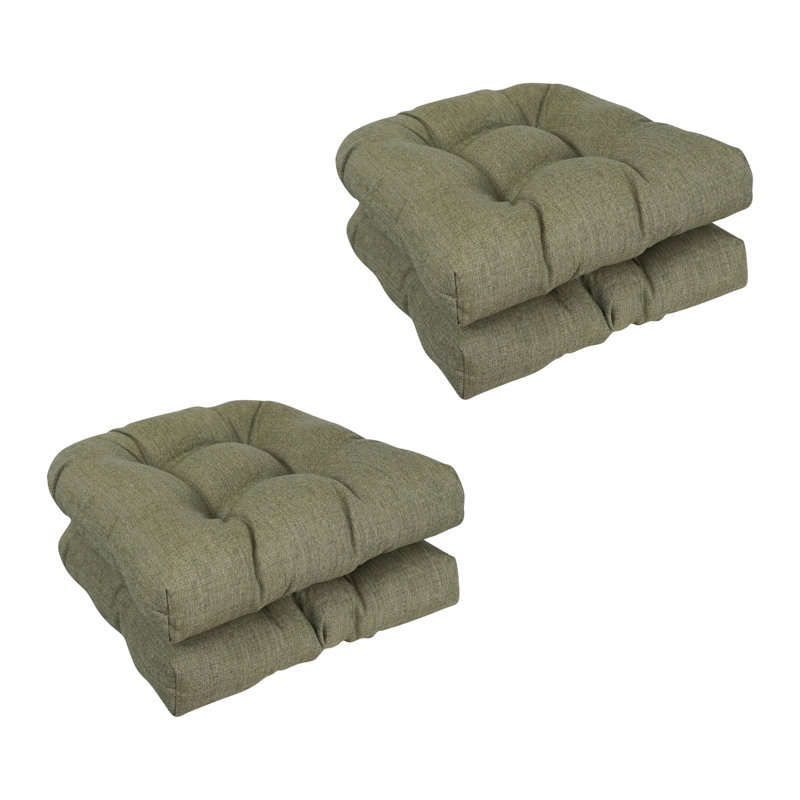 19-Inch Rounded Back Woven Olefin Outdoor Chair Cushions  (Set Of 4), Sage Green