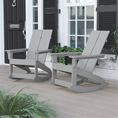 Balasi Indoor/Outdoor Modern 2-Slat Adirondack Poly Resin Rockers by Rosecliff Heights
