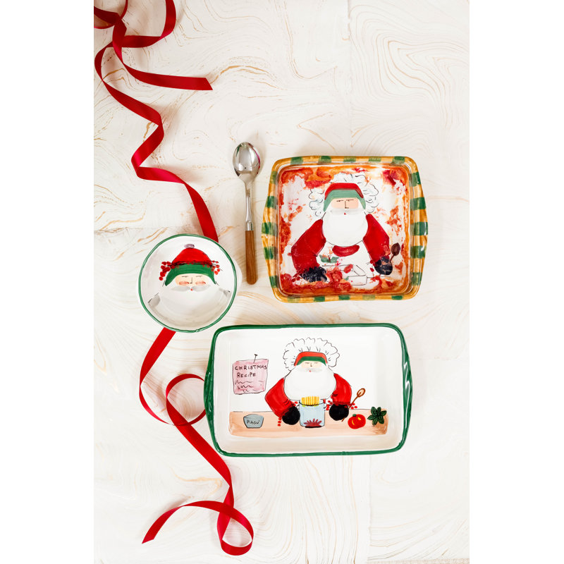 Old St. Nick Rectangle Earthenware Baker