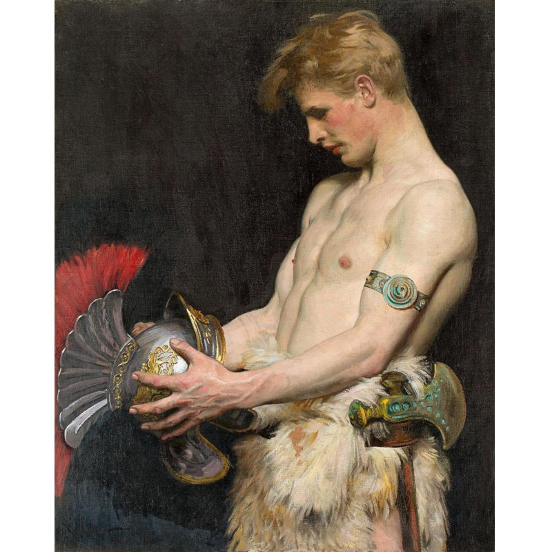 «Germanic Warrior with Helmet» par Osmar Schindler - Art mural sur toile tendue avec châssis, H 24 po x l 17 po