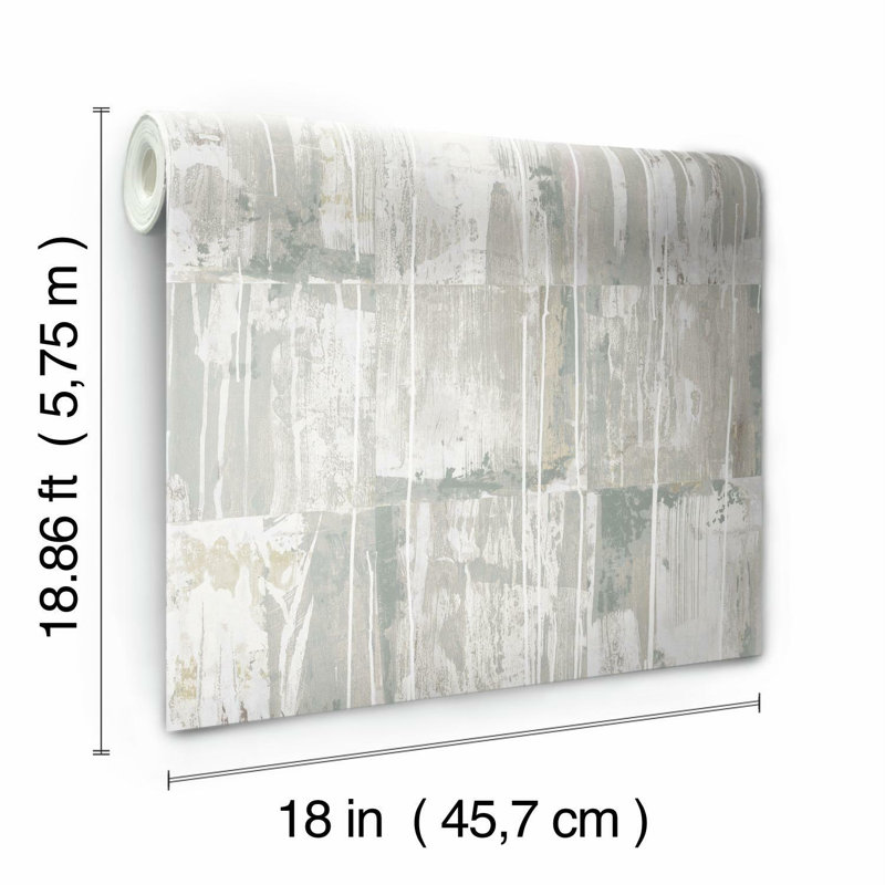 Rouleau de papier peint adhésif L 18,86 pi x l 18 po Washout, Beige / gris