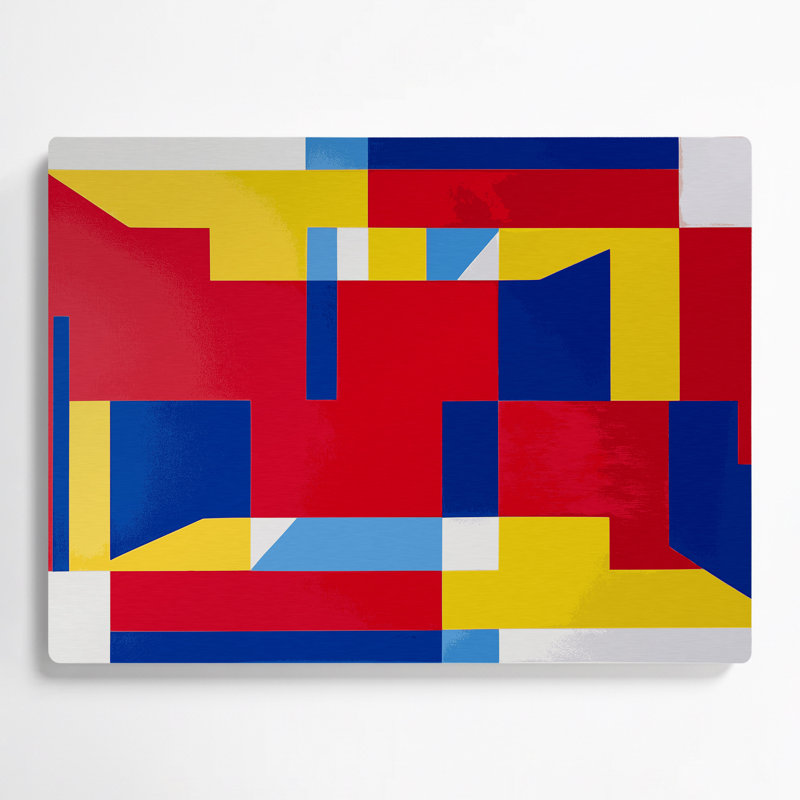 Hard Edge 1, art mural en métal rouge, H 11 po x l 14 po